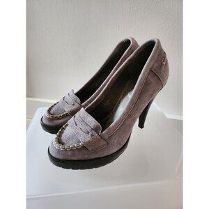 ENVY Light Grey Suede Penny Platform Pump/Heels Size 7.5 NEW
